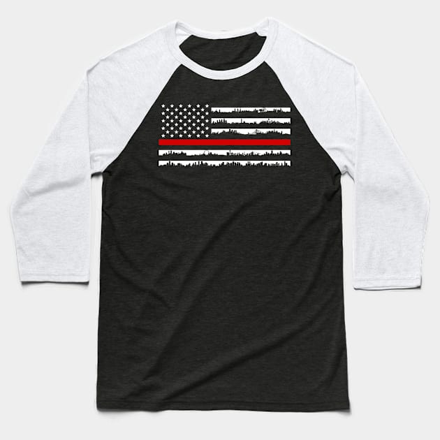 American Fire - Support for Fire Department Baseball T-Shirt by SeaStories
